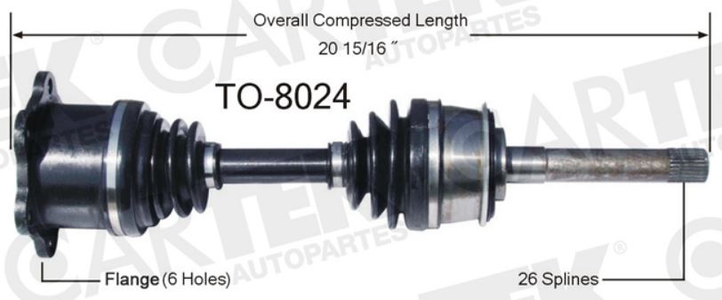FLECHA COMPLETA HOMOCINETICA TOYOTA PICKUP 88-95 26 DIENTES IFS