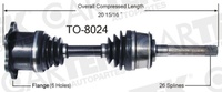 [ZTO-8024] FLECHA COMPLETA HOMOCINETICA TOYOTA PICKUP 88-95 26 DIENTES IFS