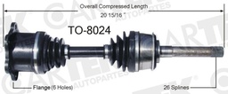 [ZTO-8024] FLECHA COMPLETA HOMOCINETICA TOYOTA PICKUP 88-95 26 DIENTES IFS